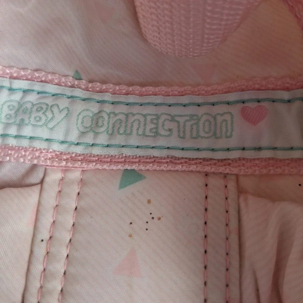 Vintage 80s 90s Vinyl Diaper Bag Pink Mint Green Geometric w/changing pad EVC